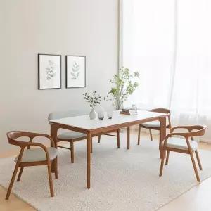 [신세계라이브쇼핑]내구성좋은 세라믹 6인 원목식탁+의자3개+벤치1개 TR6016R (착불)