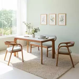 [신세계라이브쇼핑]내구성좋은 세라믹 4인 원목식탁+의자2개+벤치1개 TR6014R (착불)