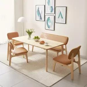 [신세계라이브쇼핑]낮은6인 원목식탁 책상테이블+의자3+벤치1 TR6046R (착불)