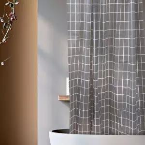 샤워커튼 대형 그레이 체크 디자인 욕실 가림막