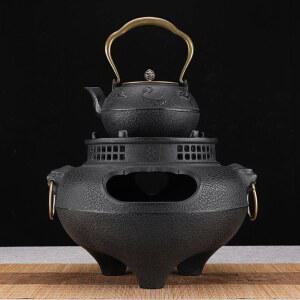 주물 난로 가정용 군고구마 사진 불멀 긴연통 물탱크 귀면풍로받침대 난방 바베큐 곤로