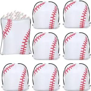 리아크럼 8개 16.5인치 스포츠 드로스트링 가방 선물 캔디 백팩 구디 파티용 가방(야구 패턴)