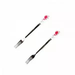 티포크 세트 2P 빨간장미 디저트포크 손님용