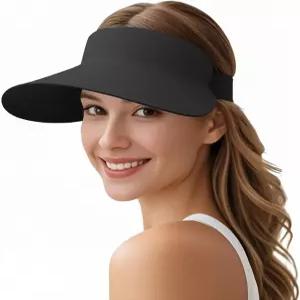 EINSKY 여성용 와이드 브림 선바이저 UPF50+ 심리스 포니테일 모자 팩커블 퀵 드라이 스포츠 골프 테니스
