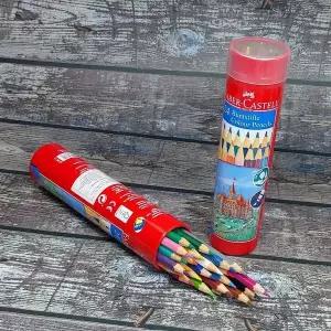 [셀러에이드]유성 색연필 세트 24색 철제 케이스 라운드 타입 컬러링 학용품