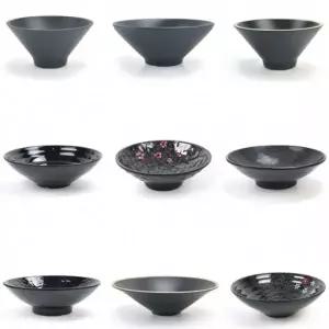 (선택 1. 블랙 멜라민 면기 A타입)블랙 멜라민 일식 면그릇 면기 우동그릇 짬뽕그릇 한식 대접