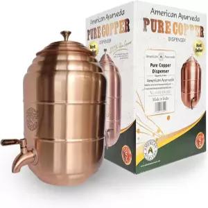 100 순수 구리 정수기 저장 탱크 냄비 스테인리스 스틸 수도꼭지 뚜껑 포함 물 요가 명상 1.32갤런(5리터)
