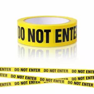 NUOBSTY는 테이프에 들어가지 마세요 노란색 접착 바리케이드 장벽 롤 1.9인치 x 82피트 실내/외 작업 구역