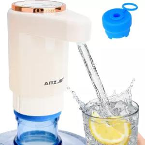 5갤런 병용 듀얼 펌프 물 디스펜서 물통 뚜껑이 있는 전기 물병 강력한 흐름 가정 사무실 캠핑-베이지용