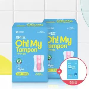 화이트 오마이 탐폰 생리대 생리용품 레귤러 12개입 2팩 1.레귤러12P 1EA+1EA+(증정)라이너 MNS