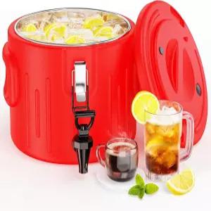 단열 음료 디스펜서 2갤런 - [스테인리스 스틸 인테리어] [온냉동 다용도] 뜨거운 야외 캠핑 파티 스포츠를