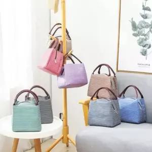 스트라이프 보온보냉 런치백 도시락 가방 피크닉 점심 아이스백 캠핑 피크닉 도시락