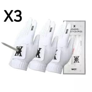 3장 윅스 특허 자석티 골프장갑 남성 오른손용 골프글러브 티꽂이 필드용