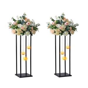 직사각형 금속 9CM 꽃병 글로브 캔들 플라워 유리 블랙 64 웨딩 홀더 2개