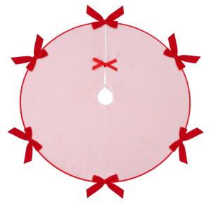 SOULCHEN 핑크 91.4CM(36인치) 리본 트리 가정 플러시 장식용 라운드 레드 벨벳 두꺼운 매트 크리스마스 카펫 파스텔 스커트 실내 파티 3D 휴일