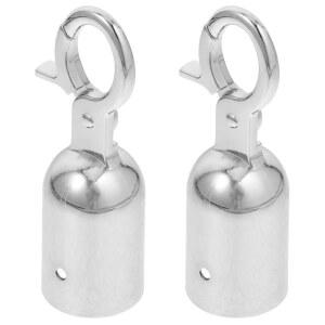 TEHAUX 로프 엔드 스틸 코드 실버 스토퍼 데크 1.25인치) X 후크 캡, 2개, 스테인리스 9.9 3.2CM(3.93 스냅 피팅,