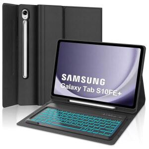 KVAGO KEYBOARD FE HOLDER 삼성제품 호환 BLUETOOTH KEYBOARD, TAB GALAXY FOR 2025, S FE+/S10 13.1 S10 INCH DETACHABLE BACKLIT COLORS (BLACK) PLUS WITH 7 CASE PEN COVER