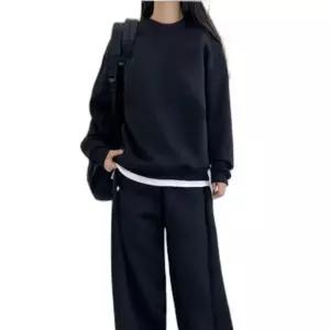 [셀러에이드]겨울 기모 안감 여성 트레이닝 셋업 양털 맨투맨 티셔츠 와이드