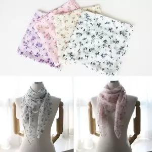 들꽃 아사면 거즈 스카프 목도리 여름 봄 여성 여자 롱 손수건 중년