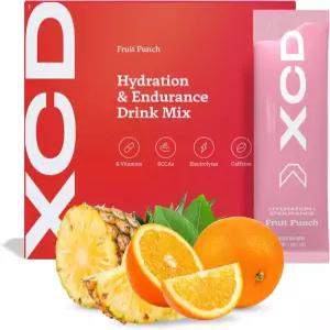 XCD LMTS 전해질 분말 패킷(20개) - 과일 펀치 음료 믹스 운동선수용 비유전분 텐 프리 패킷