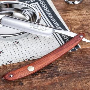 골드 Dollay 레트로 수동 직선 면도기 세트 스테인레스 스틸 접이식 칼 날카로운 이발소 사용 가능