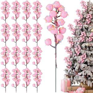 GIEGXIN 12피스 파스텔 글리터 데코 장식품 마카롱 트리 홈 21.6CM(8.5인치) 피크 크리스마스 선물 볼 휴일 파티 화환 꽃병 나뭇가지 DIY 베리