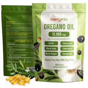 블랙 씨드 오일이 함유된 오레가노 메리 비타 오일 u2013 12,000mg 캡슐 , 고카바크롤 아세이트 데 카술라스, 면역 지원 보충제 비-GMO - 300 소프트젤