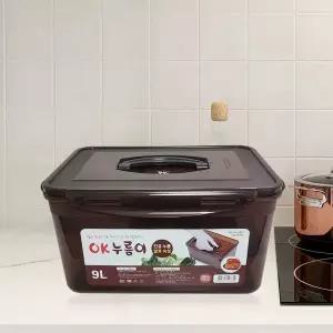 [셀러에이드]밀폐형 직사각 김치보관통 9리터 누름판 포함 조리용기 저장용기
