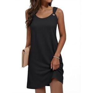 안라베스 여성 탱크 선드레스 휴가 수영복 커버업 여름 캐주얼 쇼트 크루즈 민소매 드레스 보호 비치