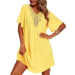 수피에 여성 크로셰 여름 드레스 레이스 수영복 해변 V넥 비키니 커버