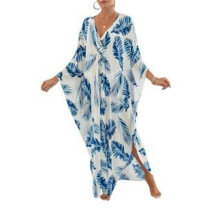 cthseie 여성 동물 드레스 커버업 카프탄 비치 사이즈 수영복 라운지웨어 여름 프린트 플러스