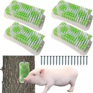 4PCS 돼지 농축 장난감 미니 돼지를 위한 2-in-1 셀프 그루밍 및 스크래치 브러시 스트레스 감소 클리닝
