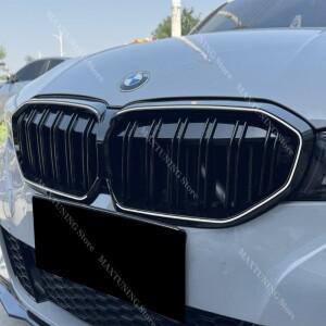 글로스 블랙 라인 프론트 그릴 LED 라이트 레이싱 BMW 3 시리즈 G20 프리-LCI 318i 2019-2022용