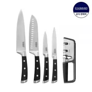 쿡에버 주방칼 과도 칼갈이 더 블.랙 셰프 5종 세트