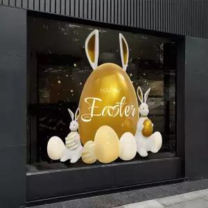 부활절 화환 시트지 창문스티커 꽃 대형 달걀