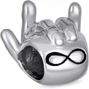 개인화된 모노그램 이니셜 알파벳 A-Z BFF 평화 표지판 심볼 I Love You Support Friends Good Luck Charm