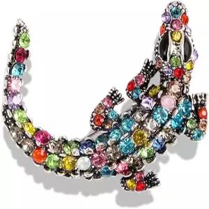 프리미엄 악어 브로치 컬러풀 크리스탈 라인스톤 핀 성격 동물 라펠 백팩 배지 모자 가방 장식 액세서리