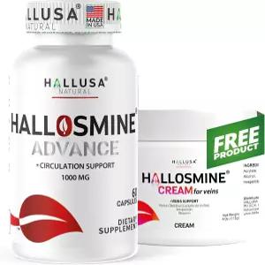 할루사 내추럴 할로스민 어드밴스 1000mg 디오스민 60캡슐 + 헤스페리딘 호스 체스트넛이 함유된 무료 다리