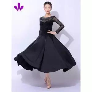 왈츠복 댄스복 드레스 라인댄스 레드 라틴 무용 탱고 블랙