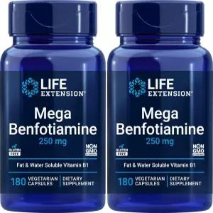 수명 연장 메가 벤포티아민 250mg 180캡슐(2팩) 티아민이 함유된 채식 비타민 B 보충제