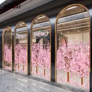 봄 대형 숲 매장 벚꽃나무 창문 스티커 하단