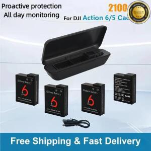 DJI 오즈모 액션 6 5 프로 4 3 액세서리용 2100mAh 배터리 교체용 3슬롯 LED 충전 허브