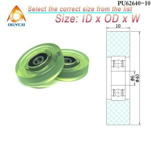 626 베어링 PU62640-10 포함 PU 고무 도르래  40 mm 직경 플라스틱 우레탄 롤러  85A 고경도  6x40x10mm  1