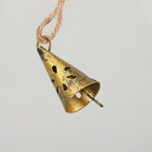 2개의 빈티지 금속 소뿔 종과 삼베 나무 소박한 있는 파티 창문 장식용 로프가