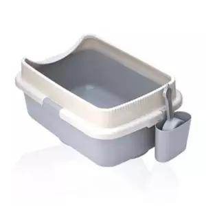 고양이 화장실 고급형 배변 용기 세트 화이트 그레이 디자인