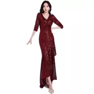 시니어모델드레스 의상 파티 머메이드 여성 시니어 스팽글