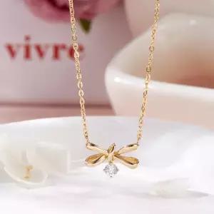 [비앤비골드] 14K 쁘띠 매듭 리본 큐빅볼 체인 목걸이 MNN42427