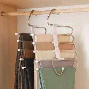 [생활] 바지걸이 5벌 수납 틈새 공간 바지 옷걸이 2개