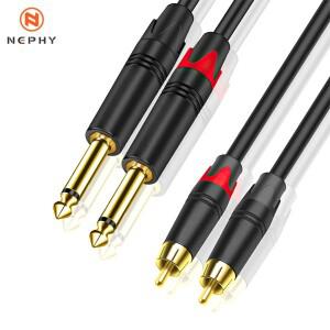 6.35mm to RCA 케이블 듀얼 1/4인치 TS 모노 잭 어댑터 스피커 기타 믹서 오디오 4N OFC 2 플러그 커넥터