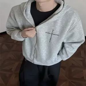 스콕 남사친 블랙 가을 카디건 집업 워싱 데빌 맨투맨 십자가 자수 후드 JEN3